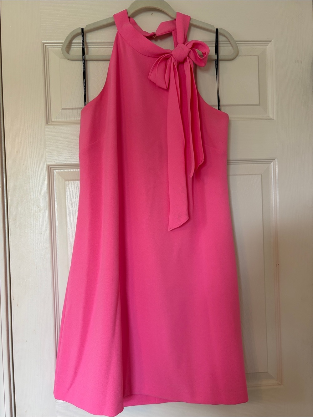 Vince Camuto Hot Pink Tie-Neck Mini Dress